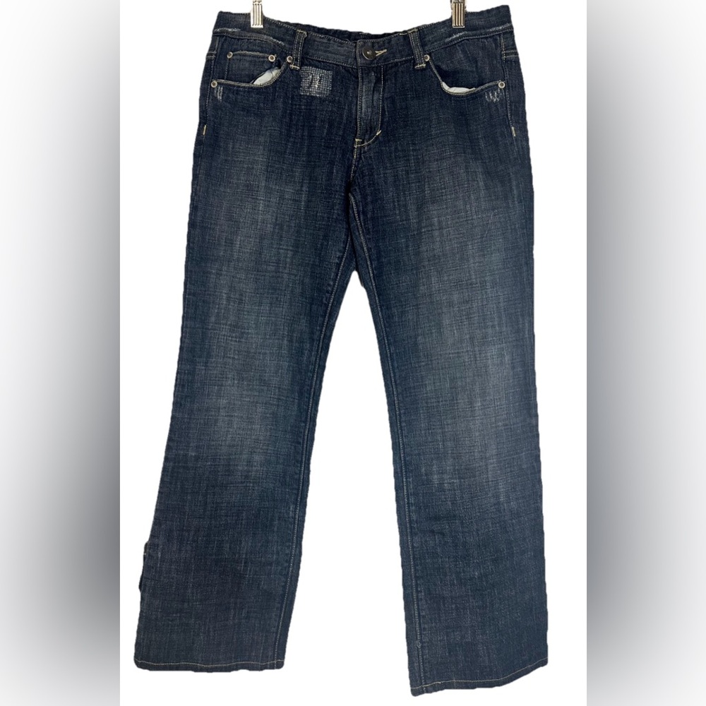 Armani Exchange Jeans Blue Straight Grunge Classic Denim Logo Distressed 10‎ Reg